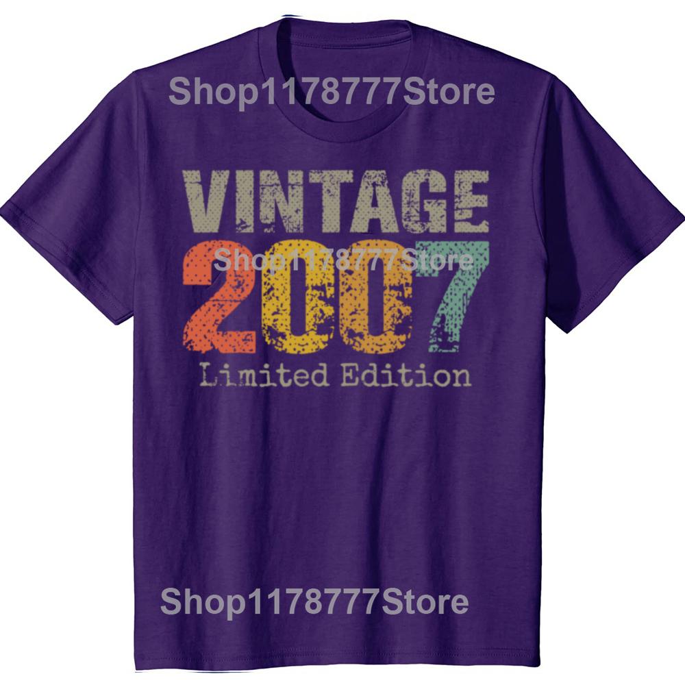 

18 Year Old Gifts Vintage 2007 Limited Edition 18th Birthday T Shirts Streetwear Mens Fashion Casual Loose Oversized T Shirt 4XL