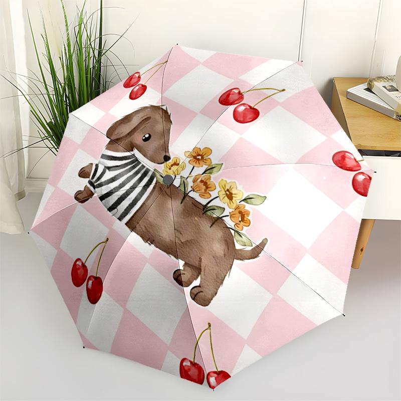 

1pc Cherry Dachshund Automatic Open/Close Umbrella, Lightweight for Women/Men, Perfect Gift - for Everyday or Holiday Eventsyy251127059
