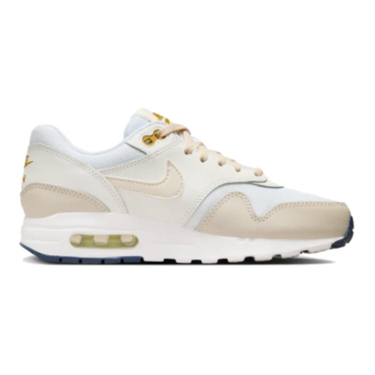 Nike Air Max 1 GS White Bronzine Kids Sneakers Barely-Volt Light-Orewood-Brown DZ3307-103