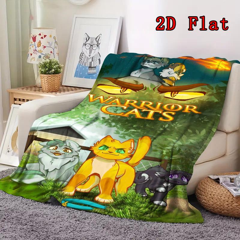 Manta de Flanela com Padrão Plano 2D do Filme Warrior Cats Alta Qualidade Para Todas as Estações Calor e Conforto Perfeita para Presentes de Natal.P260914576