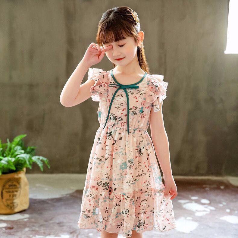 Girls' 2024 Summer Chiffon Princess Sling Dress – Fashionable and Trendy