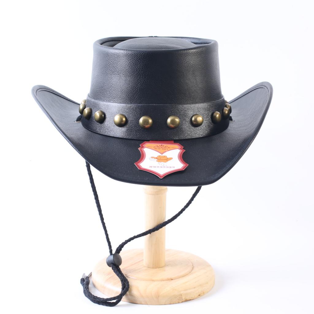 Popular European and American Classic Australian Leather Cowboy Hats, Men's and Women's Riveted Punk Western Cowboy Hats
