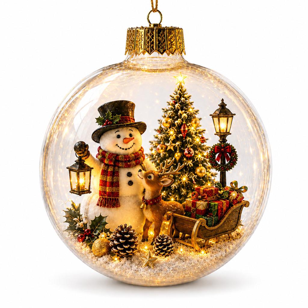 Christmas Creative Lighted Star Acrylic Garland With Snowman Decor For Home Festivities