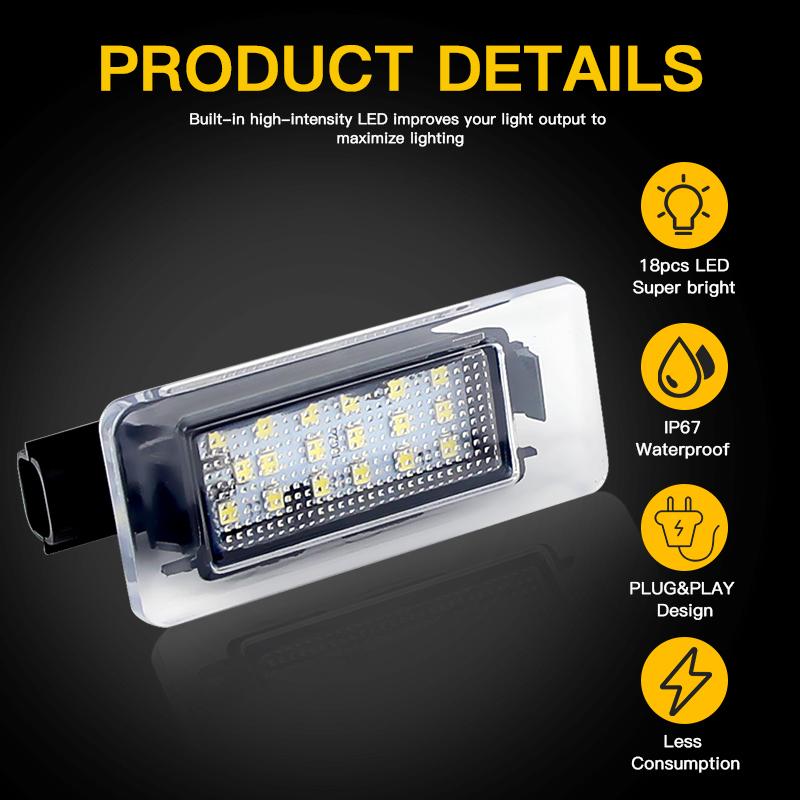 2pcsWhite LED Number License Plate Lights Lamp for Nissan Serena C27 Altima Suzuki Landy Dacia Duster 265108990E Car Accessories