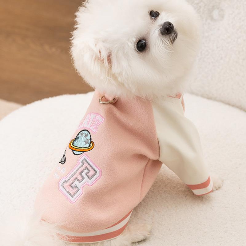 Giacche da Baseball alla Moda per Animali Domestici Modello Pianeta Vestiti per Cani Piccoli Medi Gatto Cappotto Teddy Cucciolo Vestiti Primaverili Felpa Calda per Animali Domestici