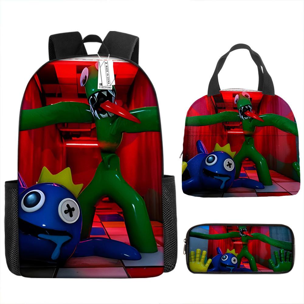 Rainbow Friends School Bag Rainbow Friends Backpack Three-piece Set for Elementary School Students Large Capacity Cartoon Computer Bag