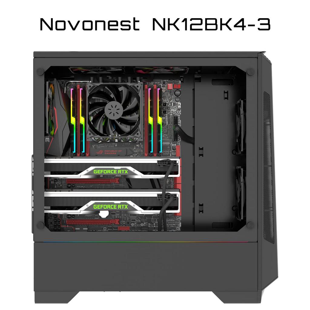 Novonest PC Case Fans 120mm PWM High Performance Silent Fans PWM 4PIN Connector PC Parts Cooling Fans 3-Pack All Black [NK12BK4-3]