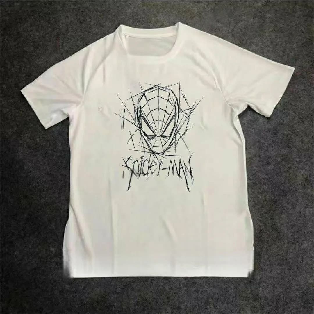 

2026 New Fun Art Line Spider Print Fashion Spring Unisexs Short Sleeve ParentChild Loose Comfortable TShirt S