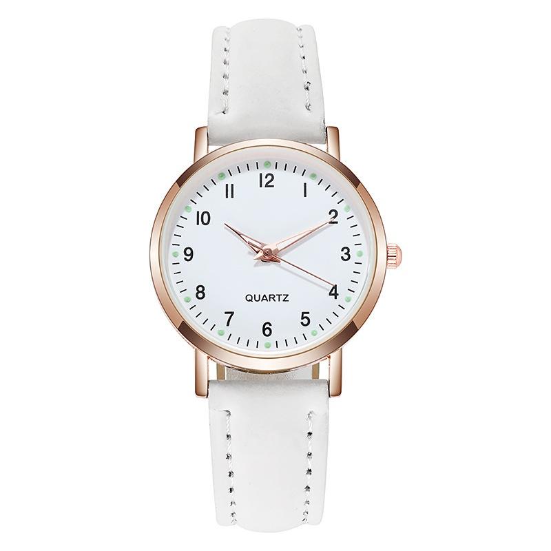Male Female Analog Quartz Wrist Watch Student Glow Leather Strap Style Casual