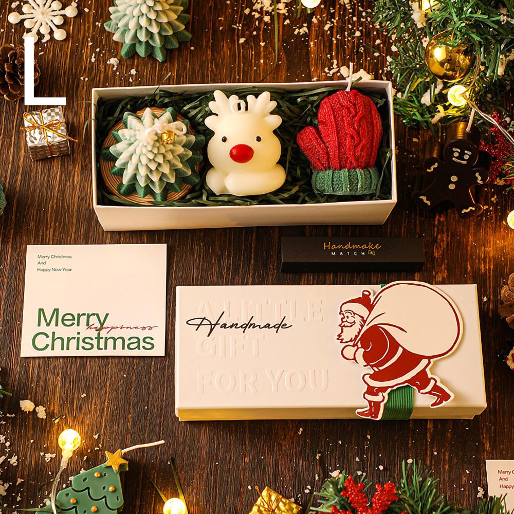 Weihnachtsduftkerzen Dreiteilige Geschenkbox Handschuhe Elch Lebkuchenmann Aromatherapie Freundinnen Kreatives Warmes Weihnachtsgeschenk