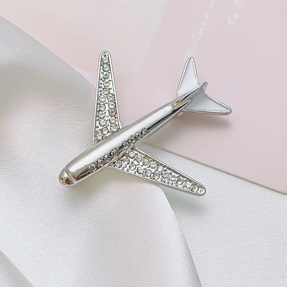 

Брошь самолет золото серебристый тон стразы модный лацкан пин для мужчин женщин костюм пиджак блейзер аксессуары для одежды