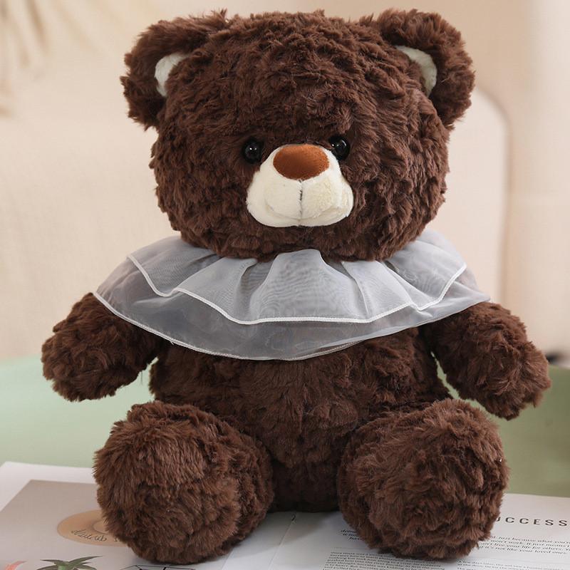 Teddy Bear Plush Toy With Mesh Scarf Decoration For Kids Birthday Gift And Cuddle
