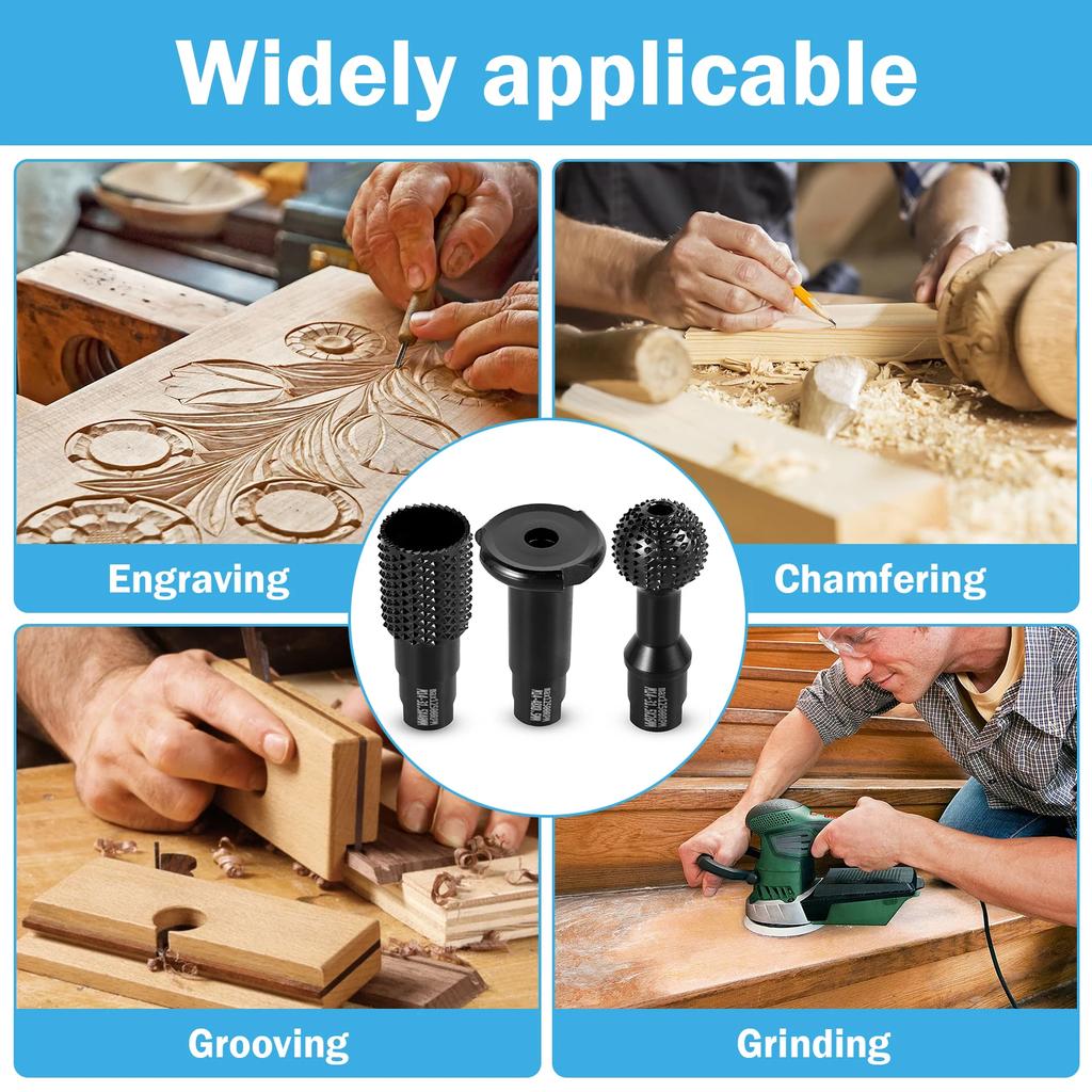 3Pcs Sphere Rotary Burr Wood Carving Burrs for Carving Grinding Polishing Engraving Ball Grinding Head Woodworking Tool M14