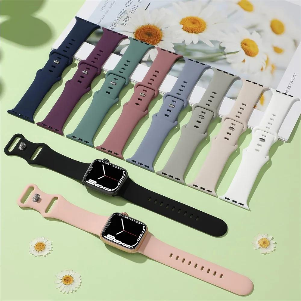 Sport Straps For Apple Watch Band 44mm 40mm 49mm 45mm 41mm 38/42mm Correa Silicone Bracelet iWatch Ultra 2 Series 9 8 7 6 5 3 SE