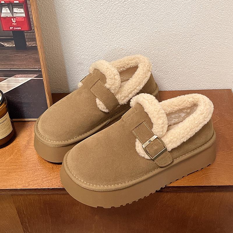 

Thick-soled snow boots, new winter piled and thickened fluffy warm Birkenstocks cotton shoes 40