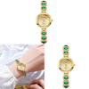 Mcykcy Gold Alloy Watch With Gemstone Dial For Women Elegant Quartz Timepiece