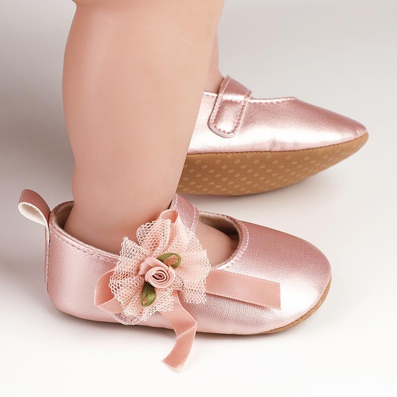 

Детская нескользящая обувь для маленьких девочек с кружевным бантом и мягкой подошвой, повседневная обувь 3