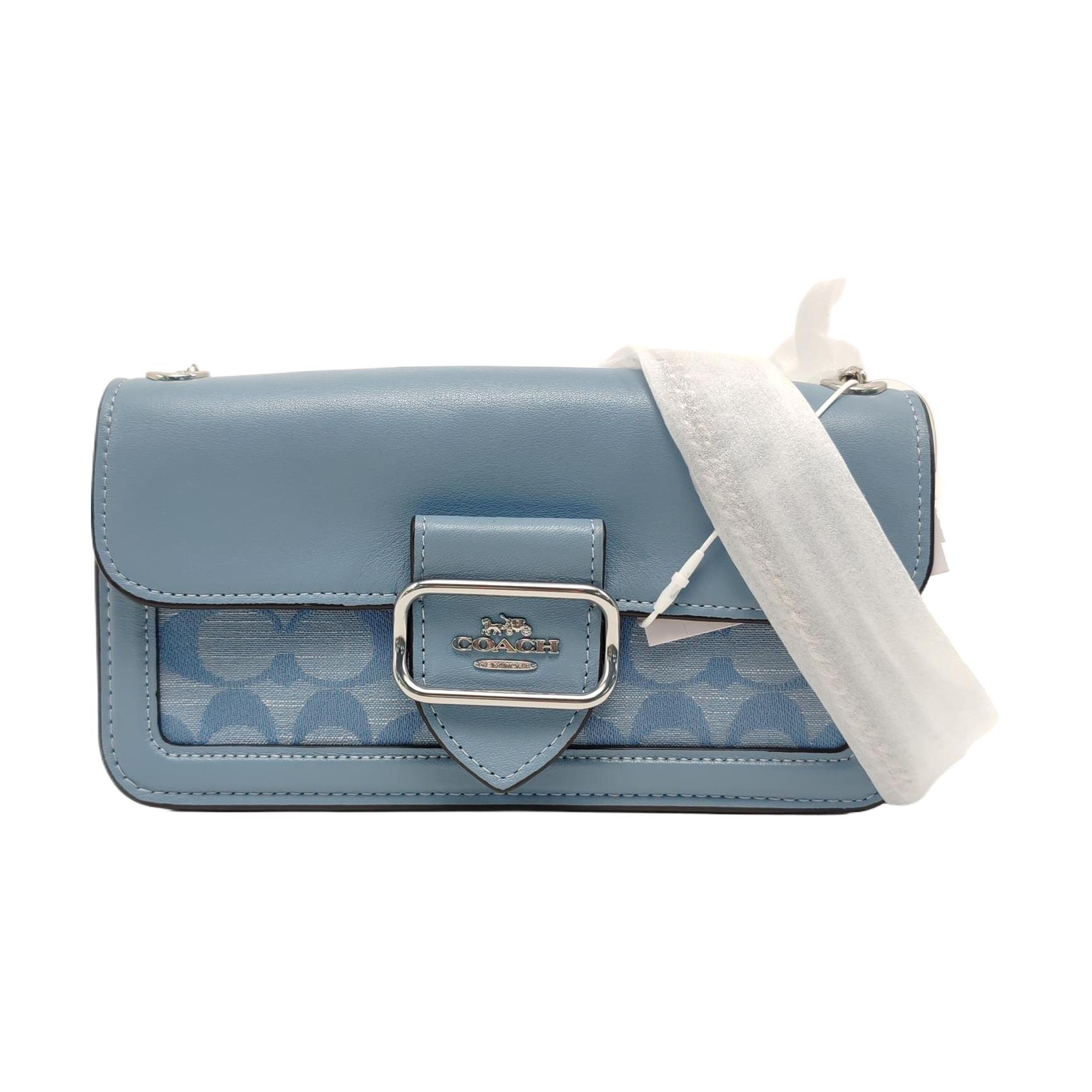 [Pre-Owned] Morgan 20 Classic Floral Buckle Closure Chambray Fabric And Leather Shoulder Crossbody Bag Small - Excellent #18UEOQP ONE SIZE