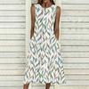 Ladies Oversized Sleeveless Crew Neck Dress Tropical Floral Printed Relaxed Midi Dress