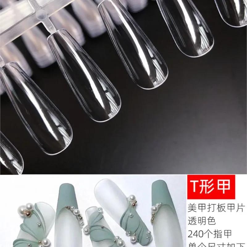 240PCS Nail Display Tips, Clear Fake Acrylic Nail Tips for Practice Foldable Flat-Back Pointed False Nail Art Display,240pcs