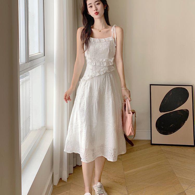 2026 Fresh Summer Strappy French Beach Dress Small