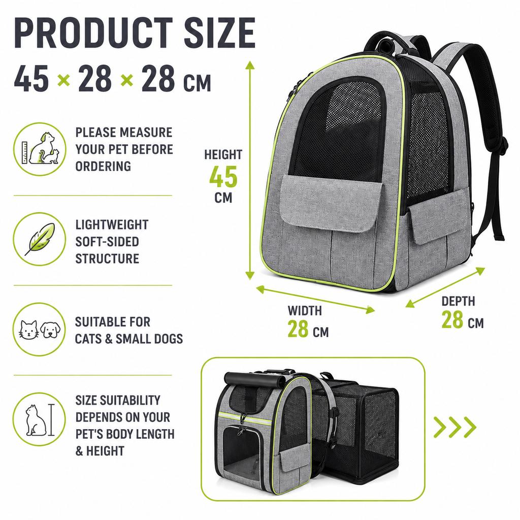 Expandable Pet Backpack Carrier Breathable Mesh Cat Dog Travel Bag Lightweight Expand Side Space Portable Outdoor Pet Knapsack