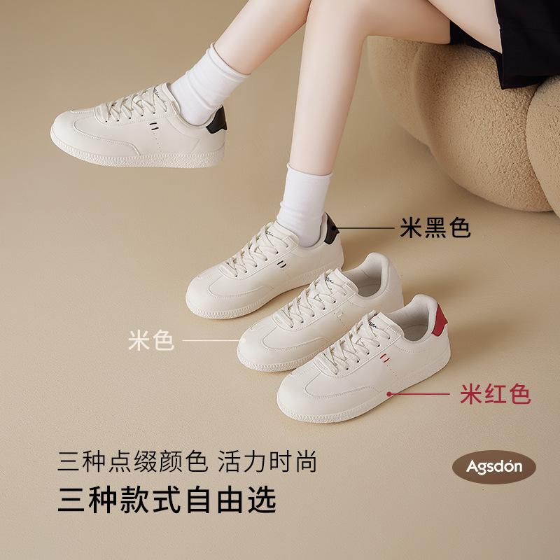 Augustine flat-soled white shoes women's 2025 new autumn college style sports board shoes round head classic German training shoes