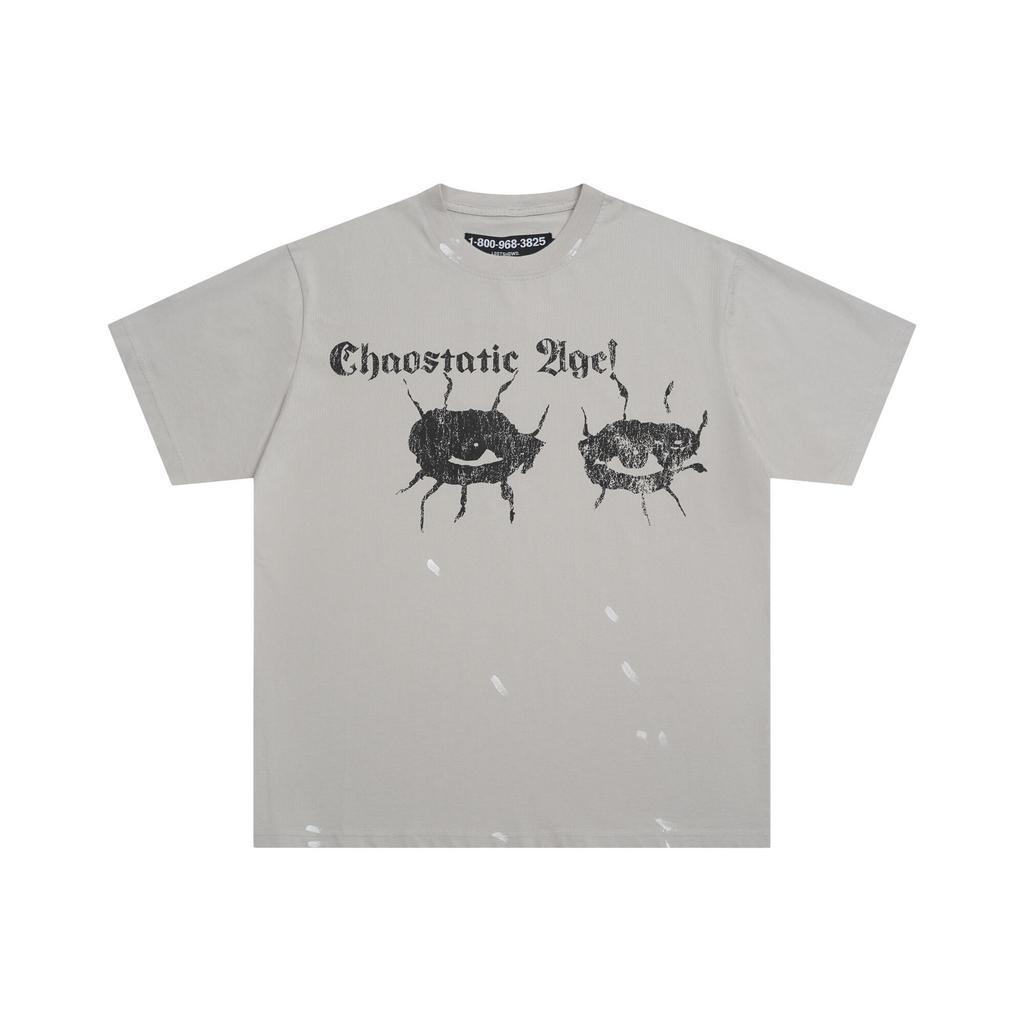 Herren- und Damen-Baumwoll-T-Shirt in hoher Qualität, Distressed-Waschung, Beliebte Mode, Studenten-Trendmarken-T-Shirt