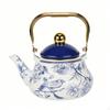 Chaleira de Esmalte Azul e Branco Clássico Compatível com Fogão Bule Floral 1.5L