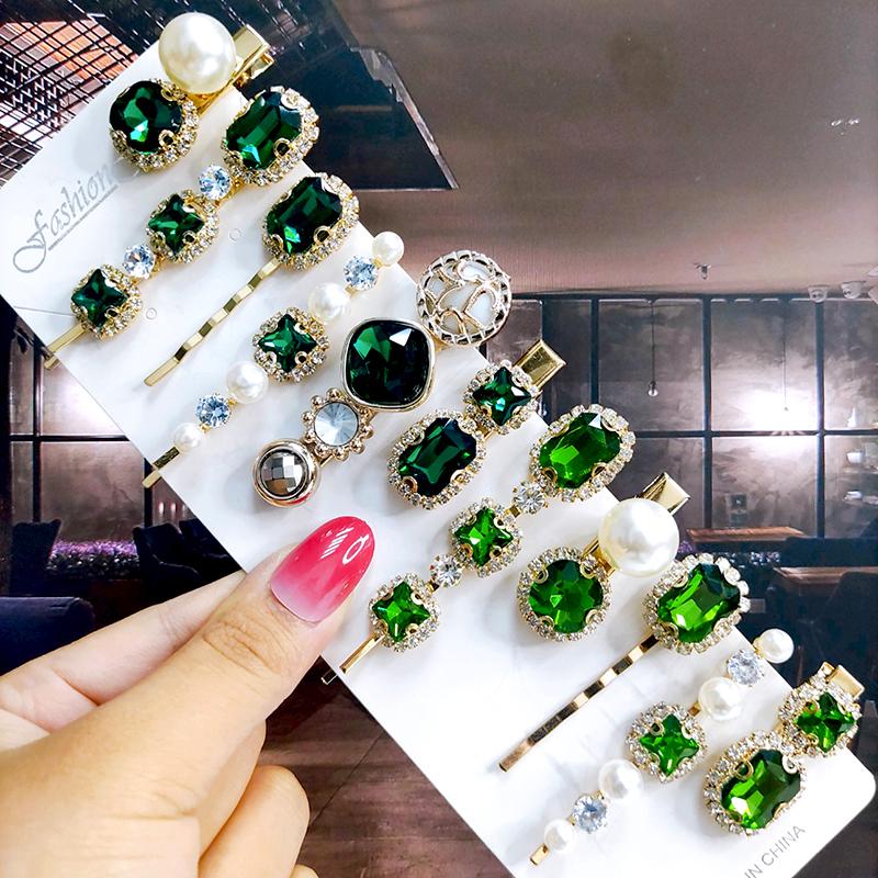 Neues Set Damen Haarspangen Schmuck Mode Kristall Haaraccessoires für Mädchen Luxus Perle Geometrische Haarspangen Nadeln Weihnachtsgeschenk