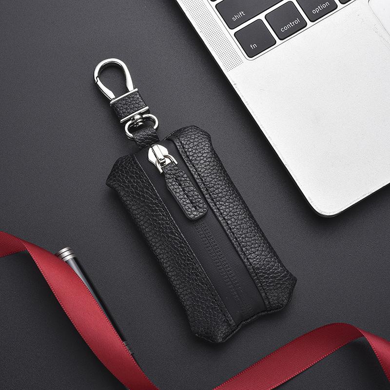 

High-end soft leather car key case for men, General Motors with zipper key case storage bag, exuding a sense of luxury