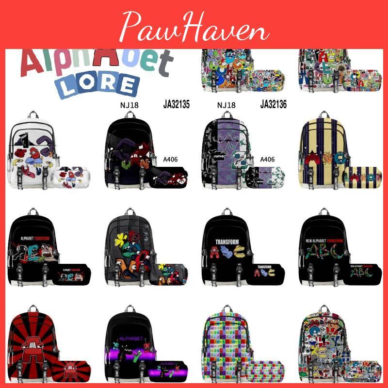 Alphabet Lore Legend Schoolbag Backpack W/ Zipper Double Layer Pen Bag Two-piece