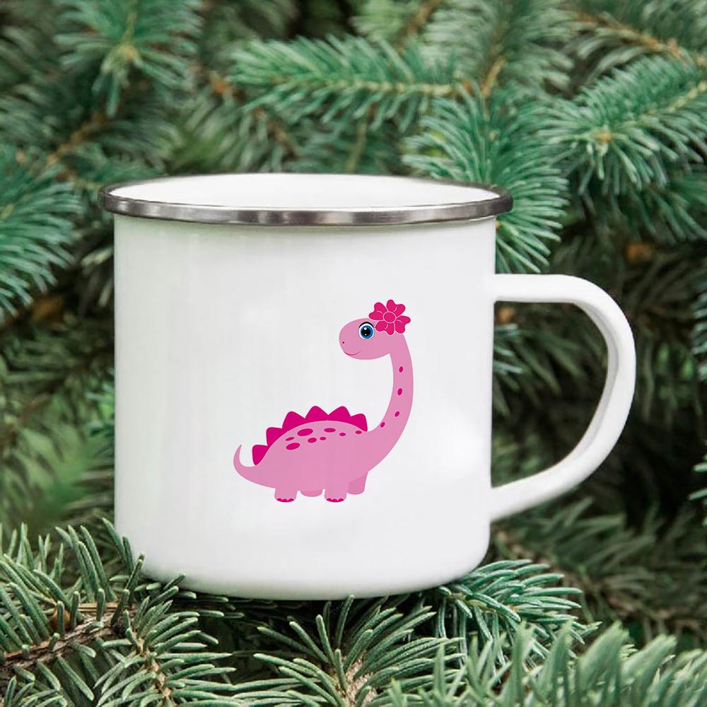 Rainbow Print Enamel Coffee Mugs Car Sibling Cup Outdoor Camping Tea Cups Tourist Tableware Picnic Utensils Creative Hiking Gift