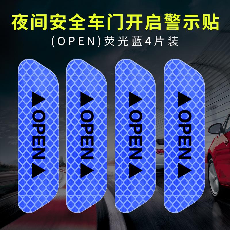 4pcs Car Universal Door Open Reflective Strips Warning Stickers Safety Mark Warning Reflective Auto Exterior Interior Reflector