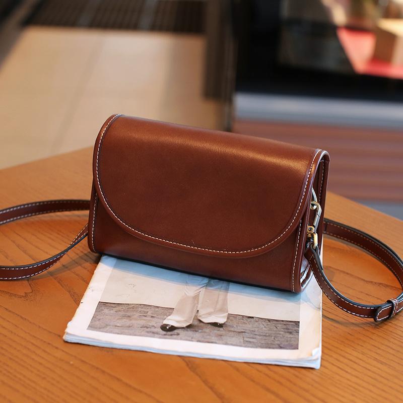 New retro leather women's bag first layer vegetable tanned cowhide shoulder bag fashionable versatile messenger bag