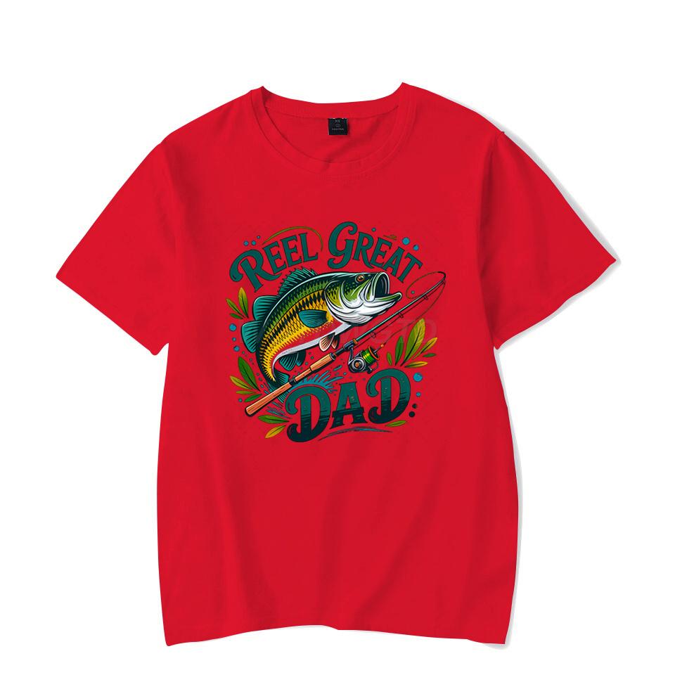 Reel Great Dad Graphic T Shirts for Men Fishing Life Funny Short Sleeve Tee Shirt Fishing Lovers Trendy Dad Design Summer Tops