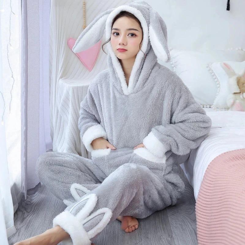 Winter Thick Warm Flannel Pajamas Sets for Women Sleepwear Home Clothing Pajama Home Wear Pyjamas Set
