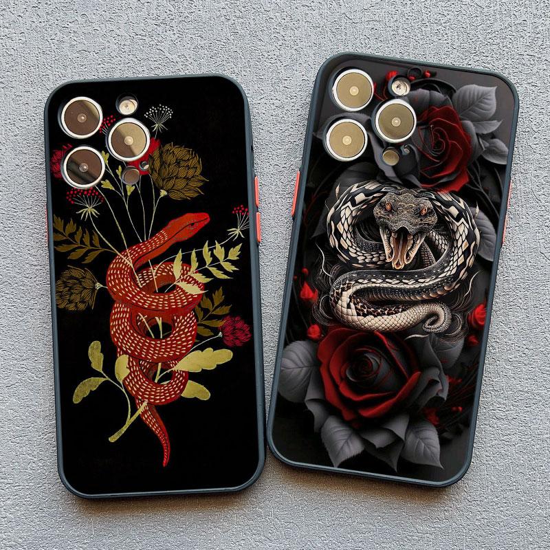 Snake Flower Snake Painting Phone Case for iPhone 11 12 13 Mini Pro Max 16 15 14 Pro Max XS X XR 15 8 7 Plus SE Shockproof Cover