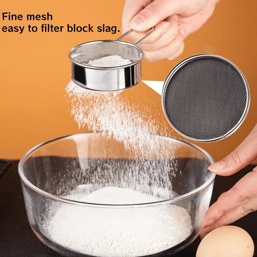 1/2Pcs Stainless Steel Flour Sieve Fine Mesh Sifter Handheld Baking Strainer for Sugar Cocoa Matcha Powder Colander Kitchen Tool