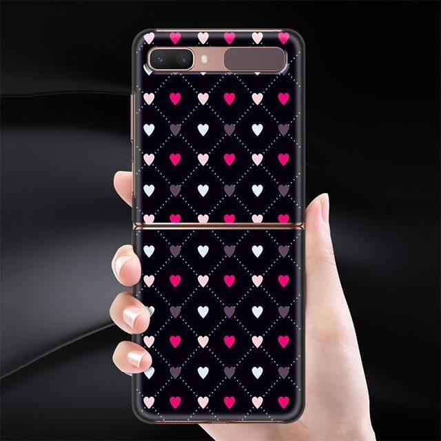 Schwarz Harte Telefon Fall Für Samsung Galaxy Z Flip 3 4 Abdeckung Für Zflip 5g Luxus Zurück Capa Dünne fundas Tasche Tier Nette Liebe Herz