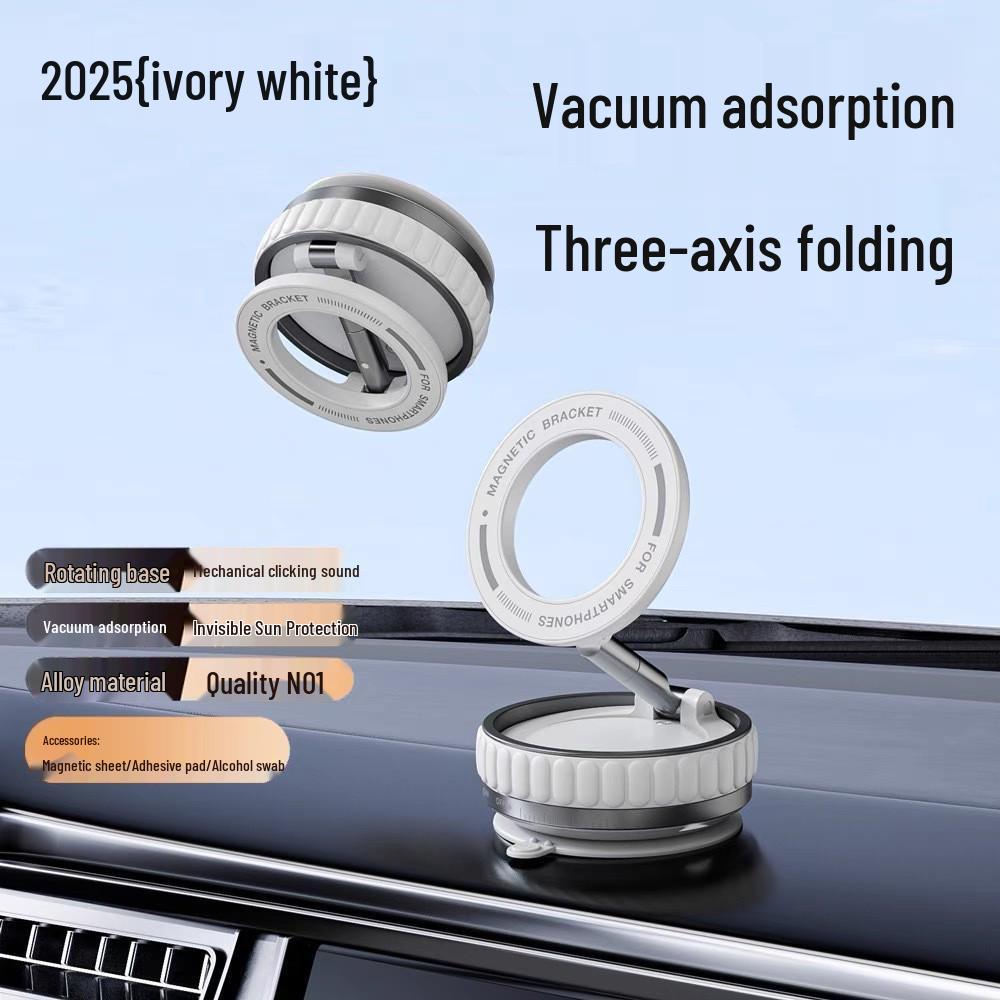 Magnetic Phone Holder & Foldable 360° Ring Stand with Vacuum Suction Cup for Navigation
