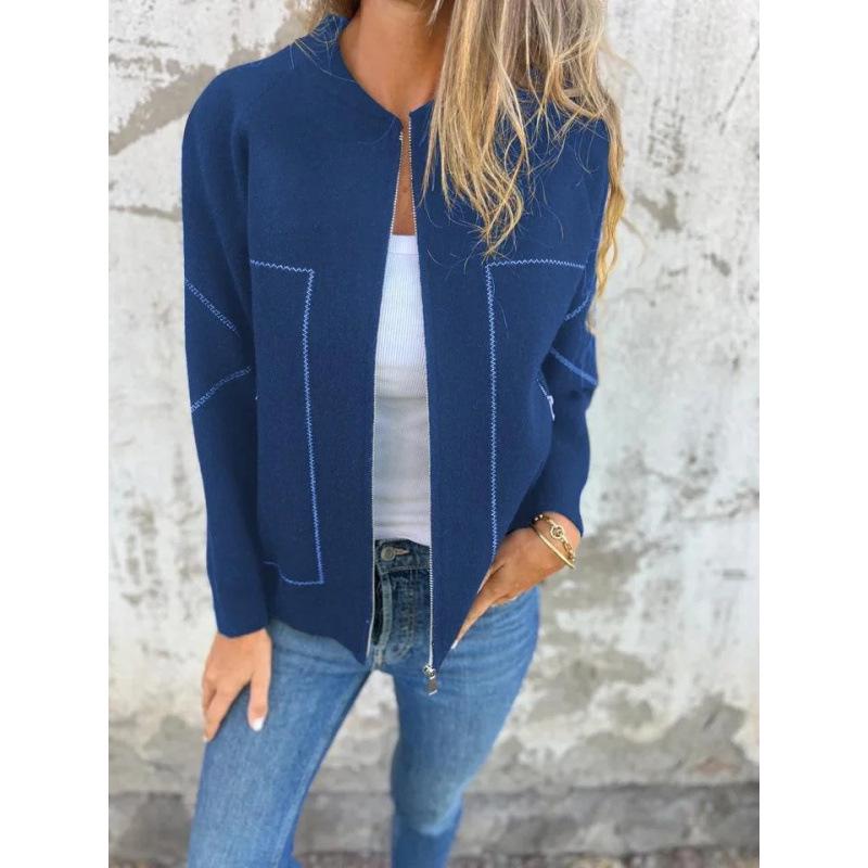 2024 Autumn/Winter Casual Solid Color Zipper Jacket