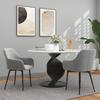 Set of 2 Nordic Dining Chairs Padded with Curved Armrests In Velvet-Effect Fabric, 54x57x80 Cm, Dark Grey