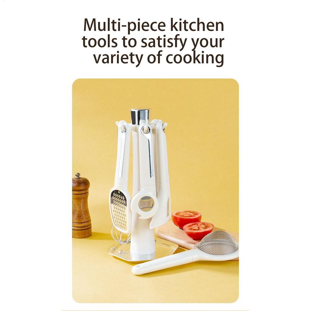 Kitchen Utensils Set Vegetable Peeler With Storage Stand Includes Bottle Opener Peeler Grater Whisk And Sifter For Home Kitchen