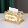 European-Style Tissue Box Living Room Desktop Tissue Box Retro Luxury Tissue Case Rose Patterned Napkin Holder Home Decoration