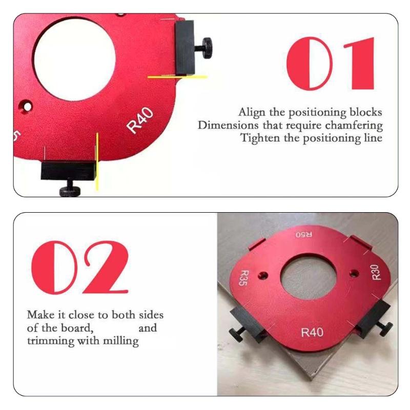 Pack of 2 Aluminum Alloy Round Corner Jigs Templates for Efficient Woodwork from 10 to 50R Size Cutting Templates