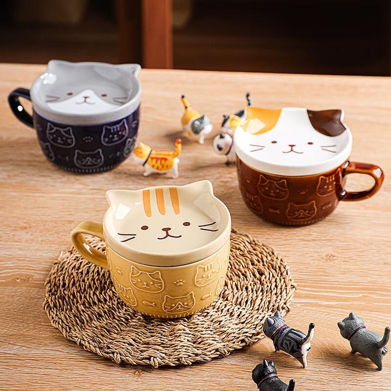 Japanese Cartoon Animal Ceramic Mug with Lid