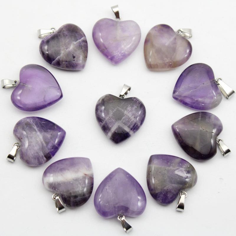 20MM Herzförmiger Naturstein Anhänger: Achat, Rosenquarz, Aquamarin, Pfirsichherz Schmuck
