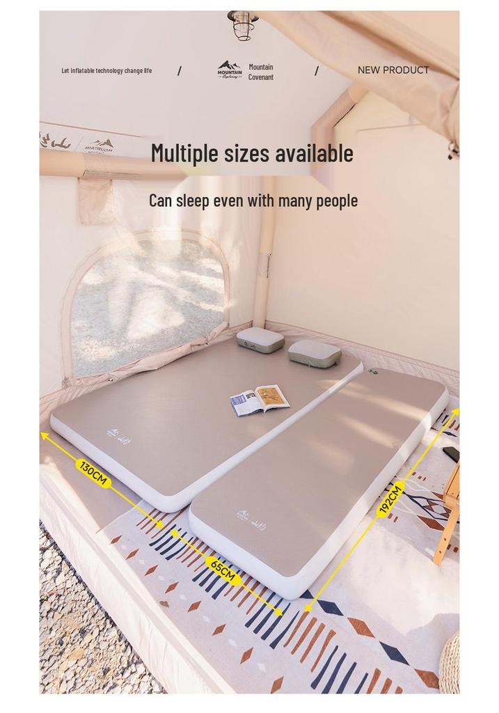Brushed Inflatable Double Sleeping Pad for Camping, Outdoor Air Mattress, and Household Use