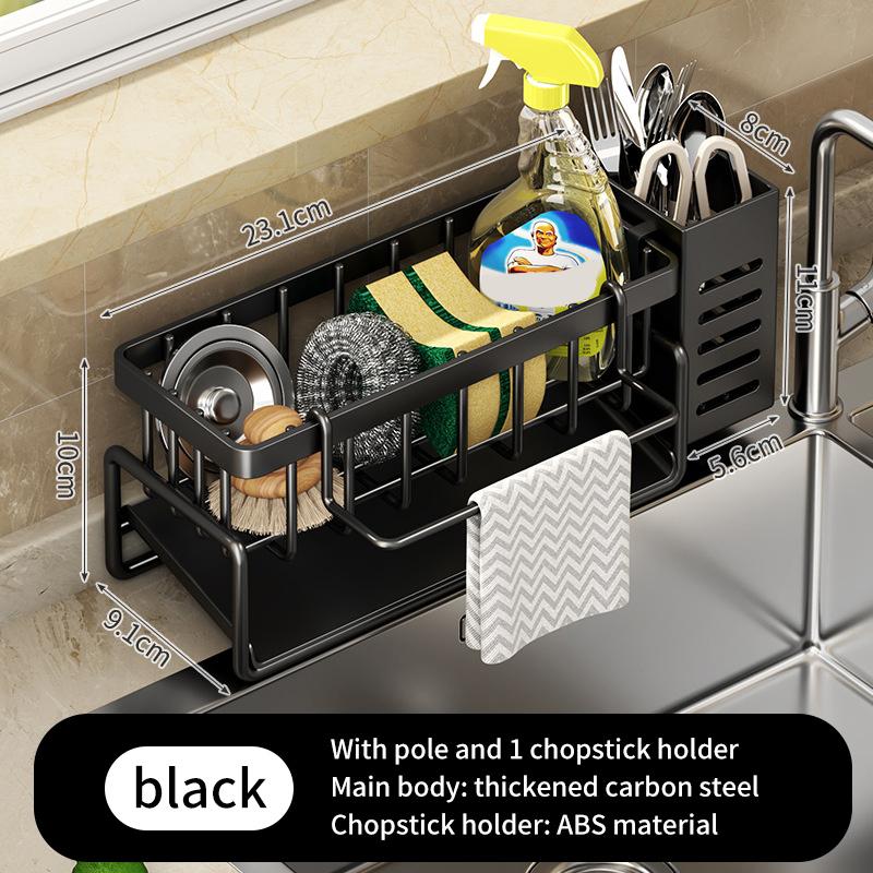 Stainless Steel Kitchen Sink Storage Rack,space Saving,built-in Sponge Rack And Drainage Basket For Kitchen Cleaning And Storage